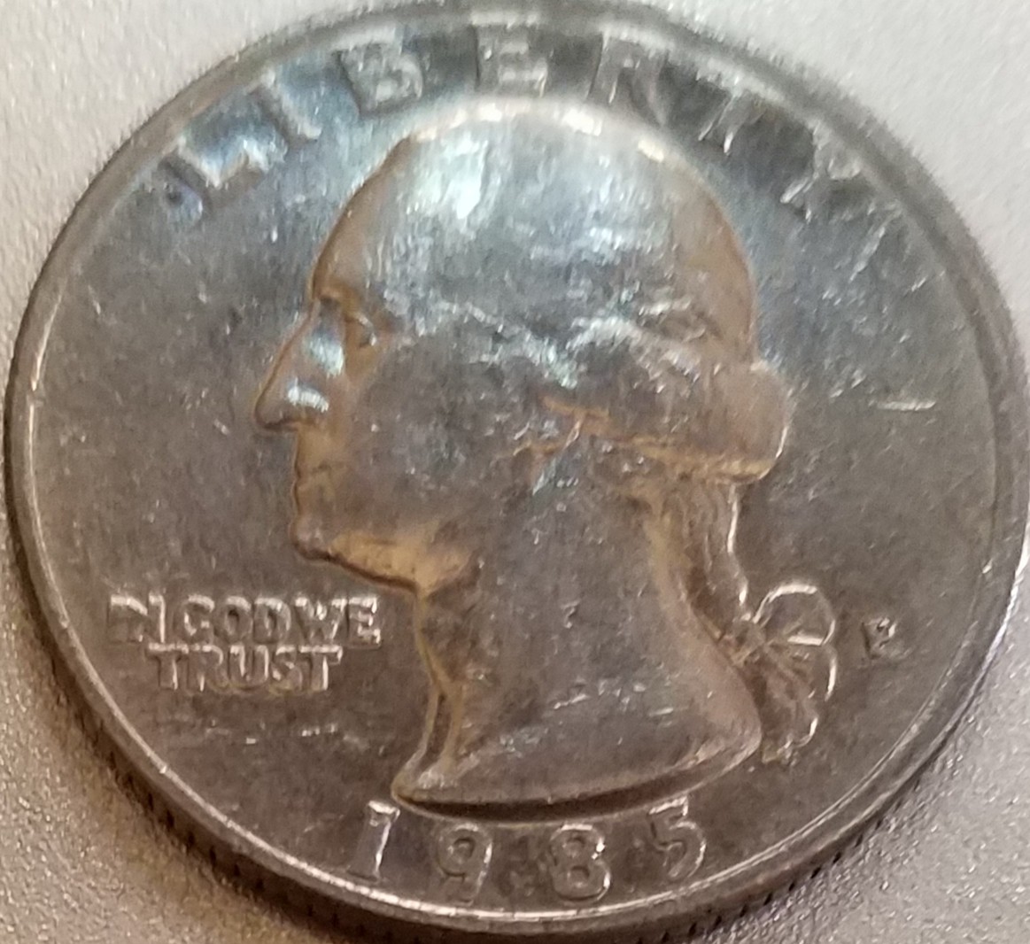 1985-Washington-Quarter-DDO,--Die-Clash-With-Big-Die-Cracks.