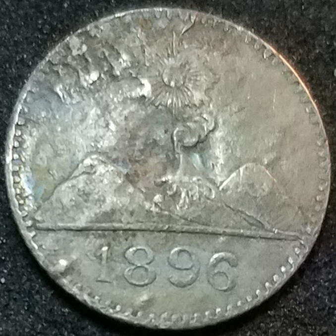 1896-Maybe-Valcano-Eruption-On-Obverse.-1/4-On-Reverse