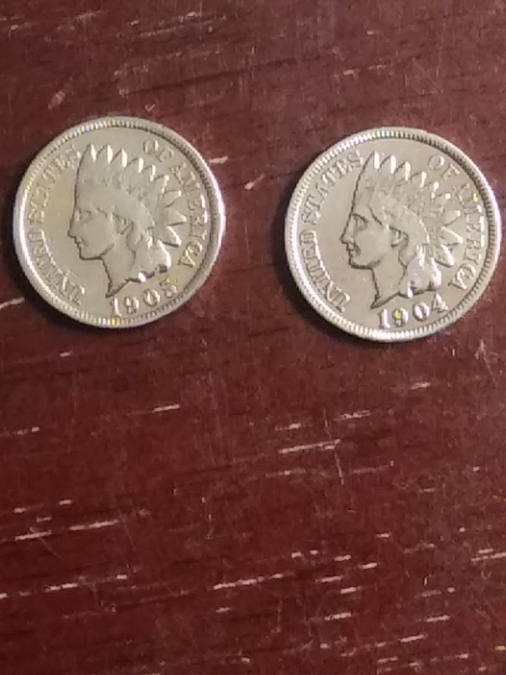 1904-And-1905-Indian-Head-1-Cent-Coins-For-Grading