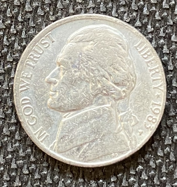 1983-P-Jefferson-Nickel---Wrong-Planchet-And-Misaligned-Die?