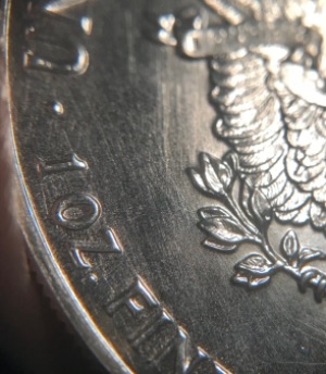 1987-Silver-Eagle-With-Die-Polishing-Marks-All-Over-The-Reverse-Fields
