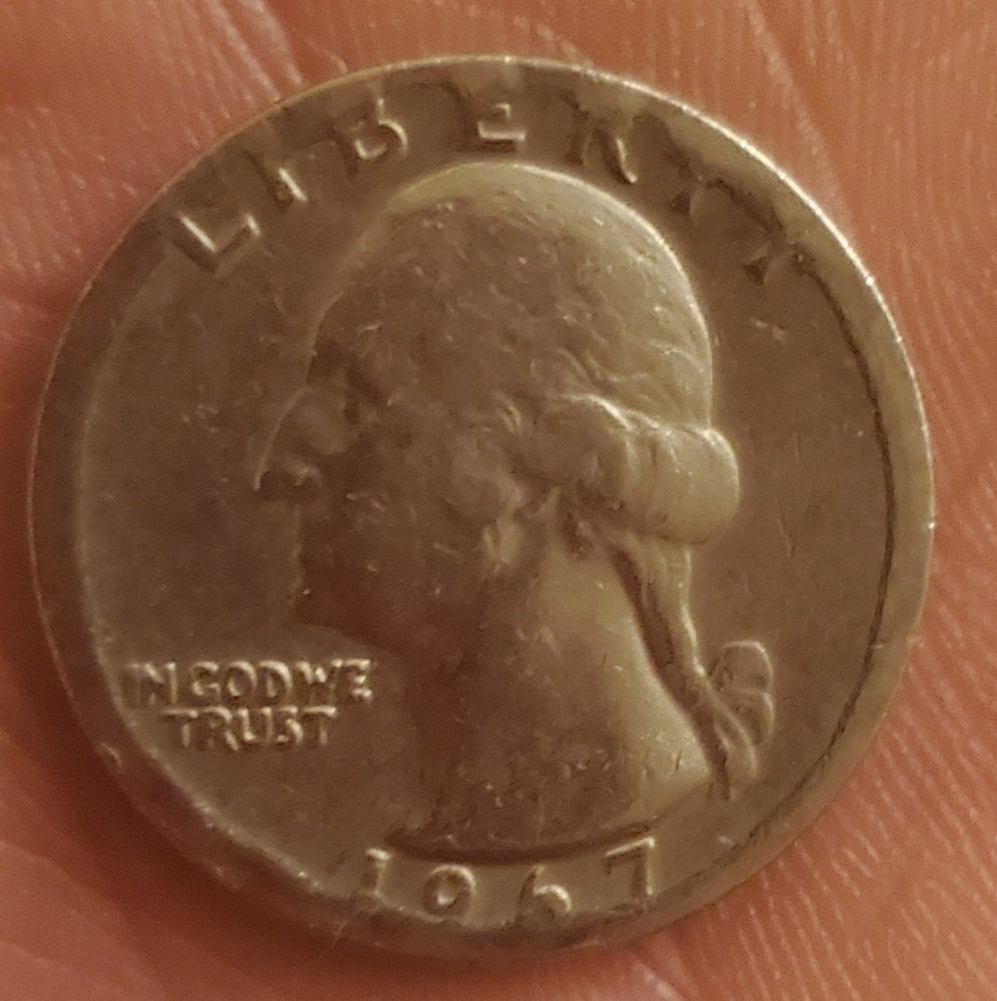 1967-Quarter.-Thoughts?-Planchet-Issue,-Folding,-Melting?