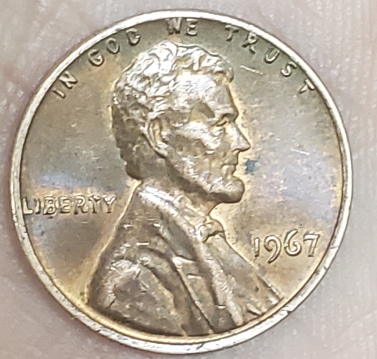 Spitting-Abe.-1967-Gold/Red-Lincoln-Penny
