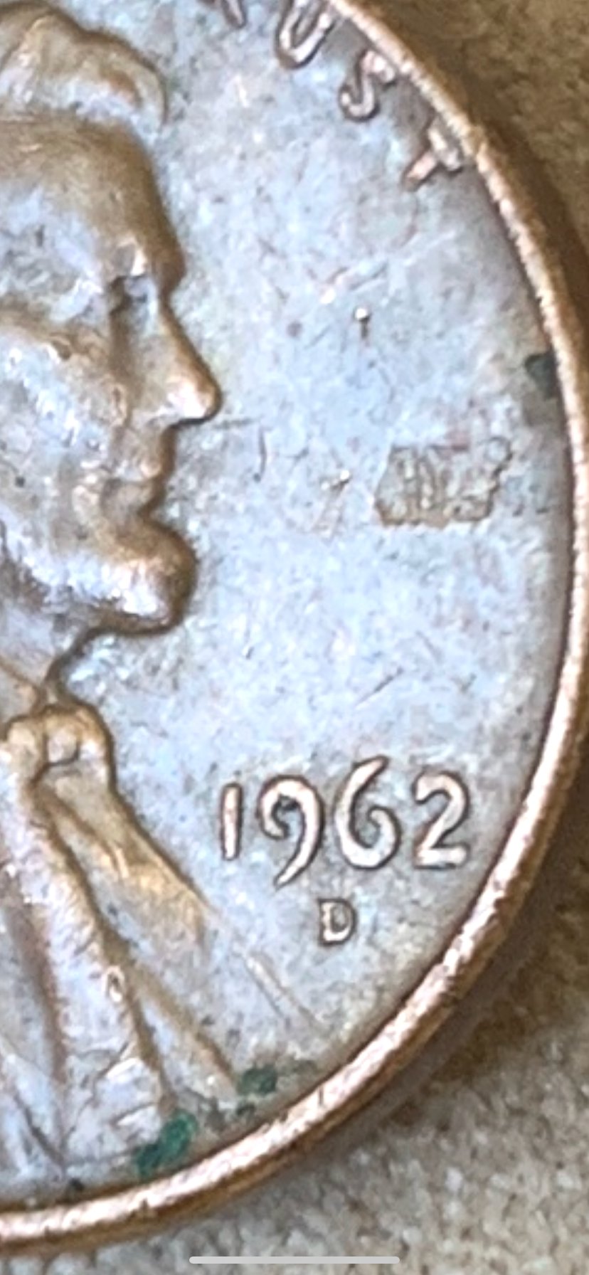 1962-D-Penny-Unique-Marks-/-Error