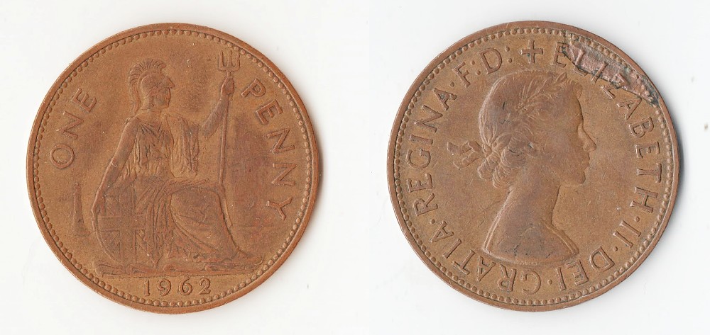 1967-Queen-Elizabeth-II-One-Penny-Coin