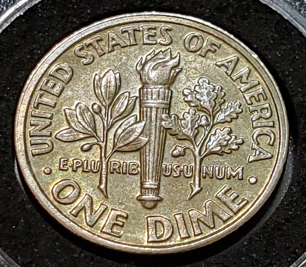 1999-P-Dime-With-Gold-Toned-Reverse-Planchet-Error?