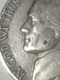 1939-Nickel-Hole-On-Face--1954-Nickel-No-Mint-Mark