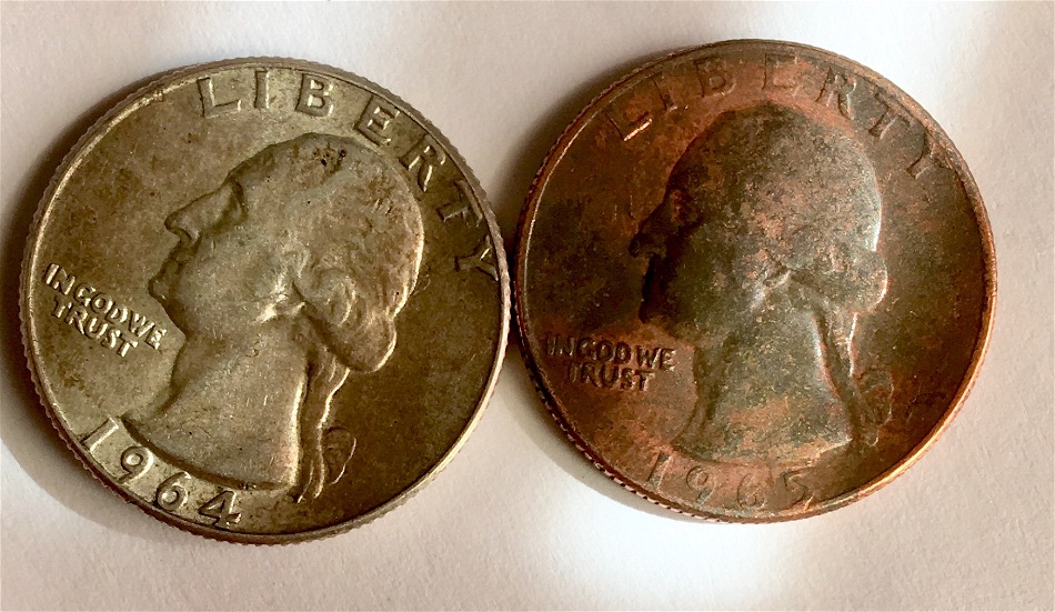 1965-Quarter-,-Circulated-Appears-To-Be-Of-A-Different-Color,-Copper?