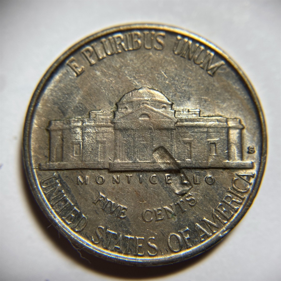 1940-S-Jefferson-Nickel-Struck-Through