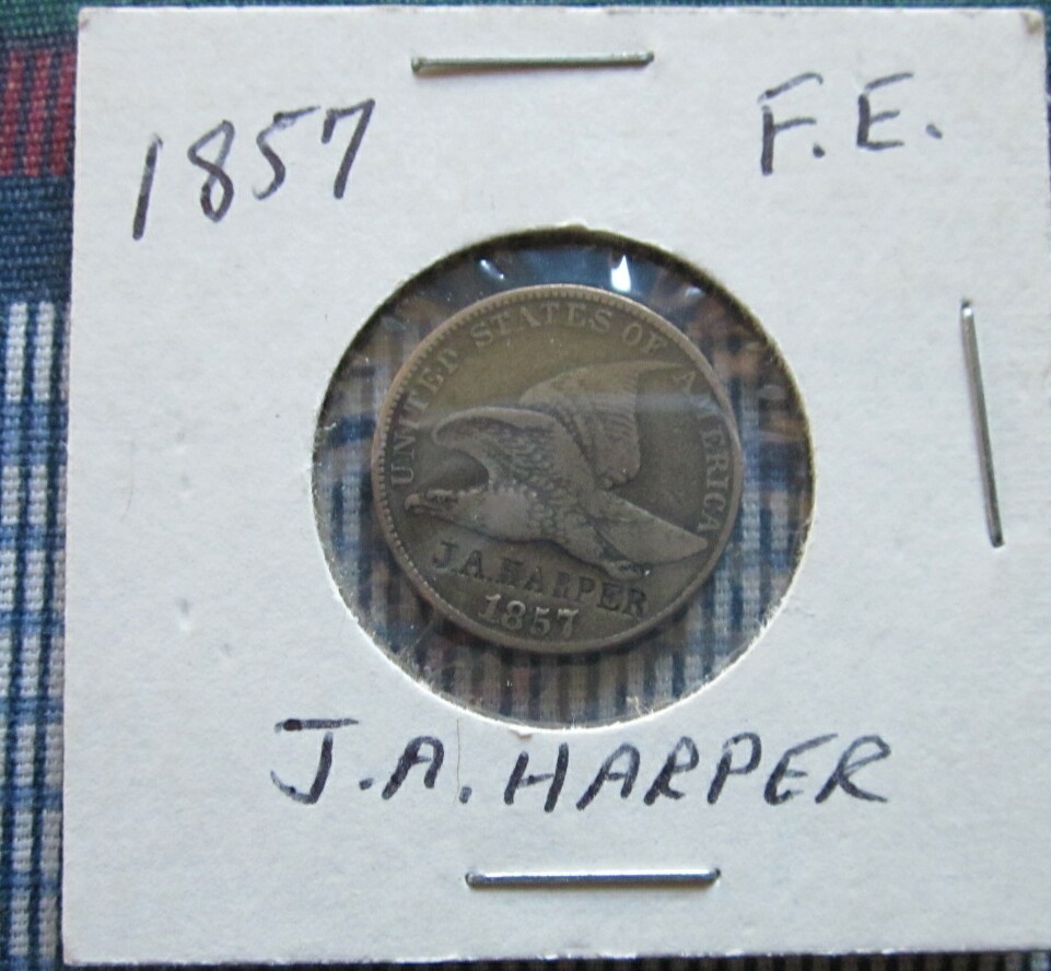 1857-Flying-Eagle-1c-W/-D.s.-Parker-Counterstamp-Uncirculated!