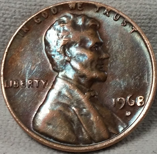1968-D-Lincoln-Penny-Toning
