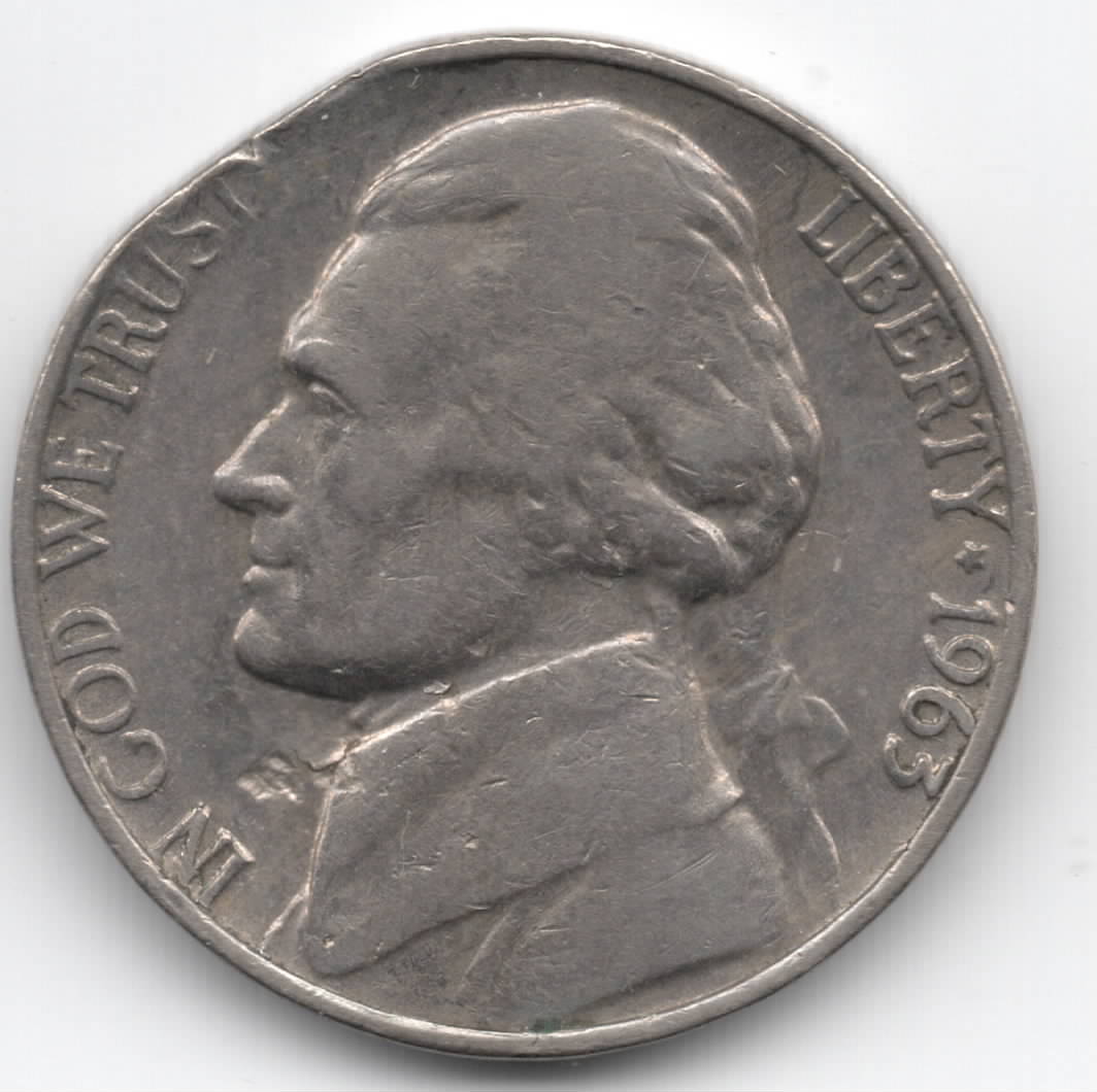1963-Jefferson-Clipped-Planchet-And-Lamination