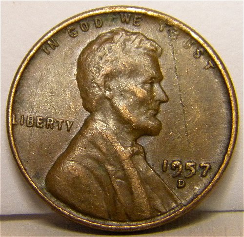 1957-D-Lincoln-Wheat-Penny---What-Is-This-Large-Obverse-Error-?