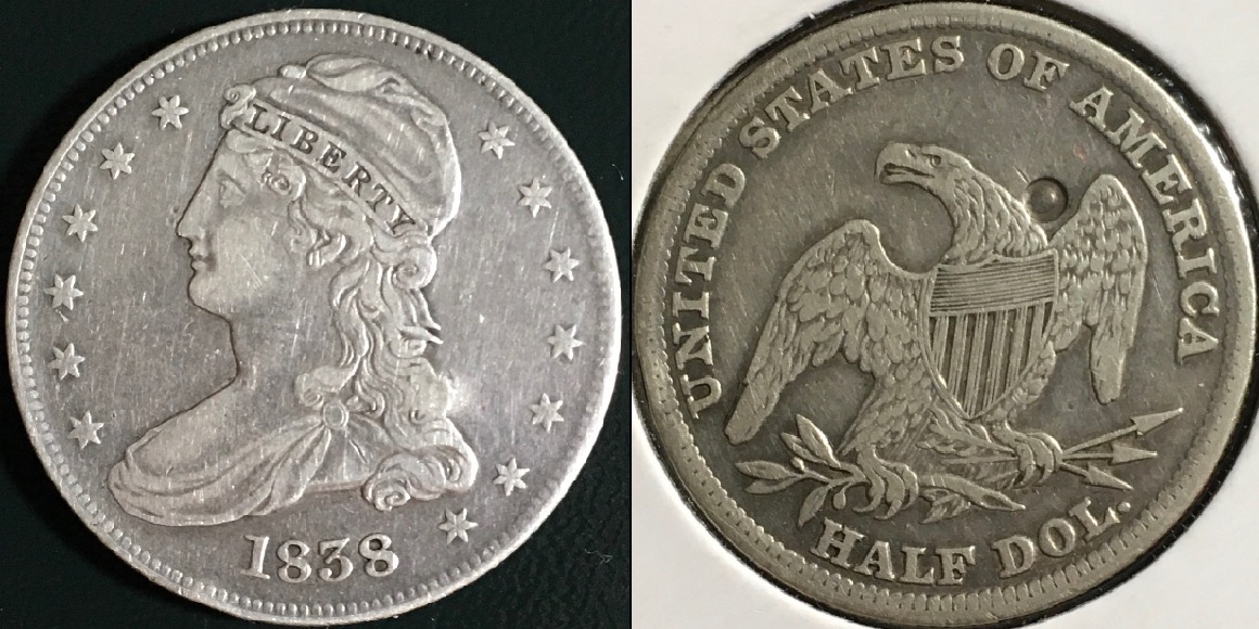 1838-Capped-Bust-Half-For-Grading,-Never-Mind-The-Chop-Mark...