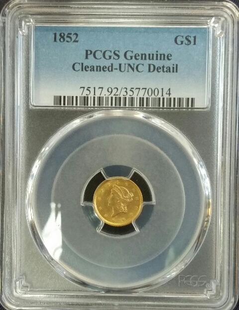 1852-Gold-$1-For-Grading-Sharper-Images-Opened-The-2�2-Holder