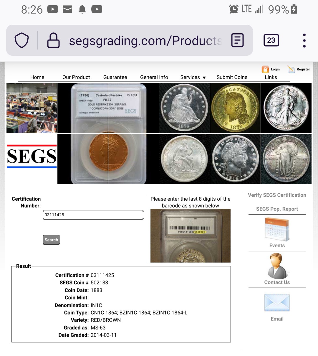 1883-Indian-Cent---Segs-Cert-Numbers?