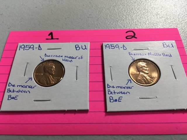 1959-D-LMC,-Big-Die-Crack-In-Head,-W/Twin-Coin,-Same-Die-2-Coins!!