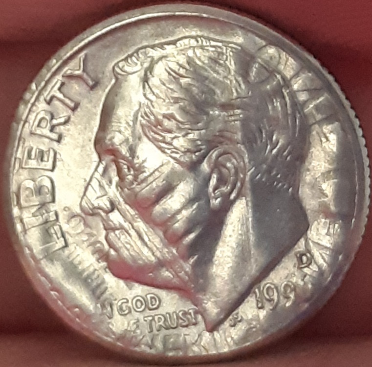 Poor-Rosey-Smashed-Against-A-Penny.-1996-D-Dime