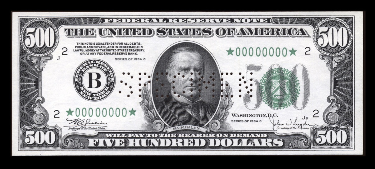 1934-$500-And-$5000-Specimen-Bills