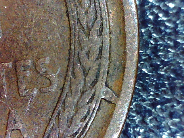 1909-P-Lincoln-Cent-Broken-Die-Error--Cud-Or-Die-Chip