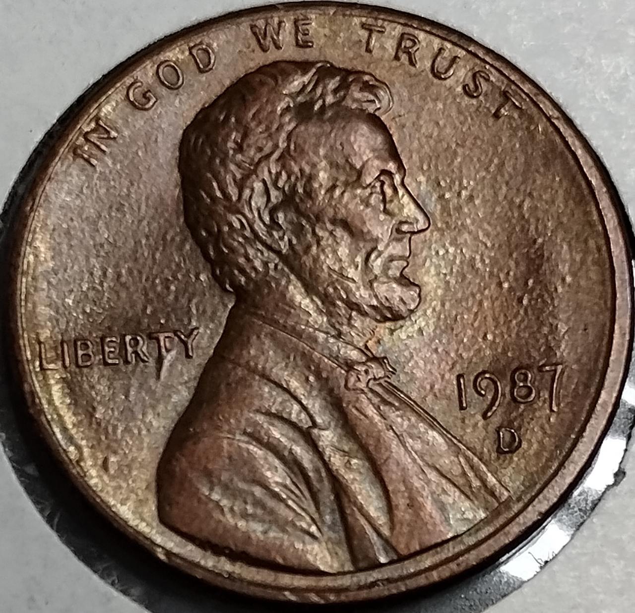 1987-D-Lincoln-Cent-2nd-Y-Nibbles-On-T