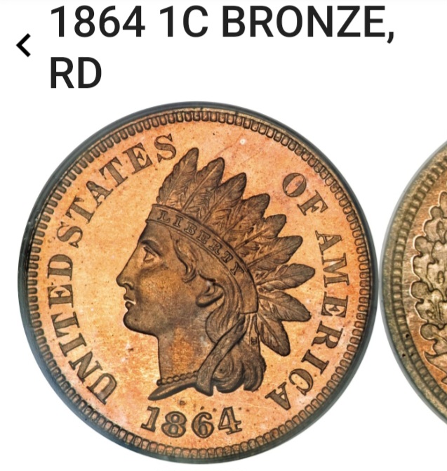 Found-An-1864-Indian-Head-Cent-L-On-The-Ribbon-Cameo-Uncirculated