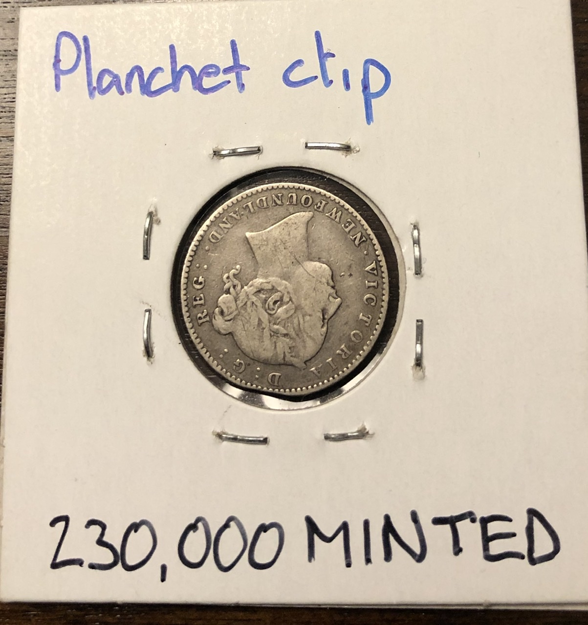 Planchet-Clip---1896-Newfoundland-10-Cent