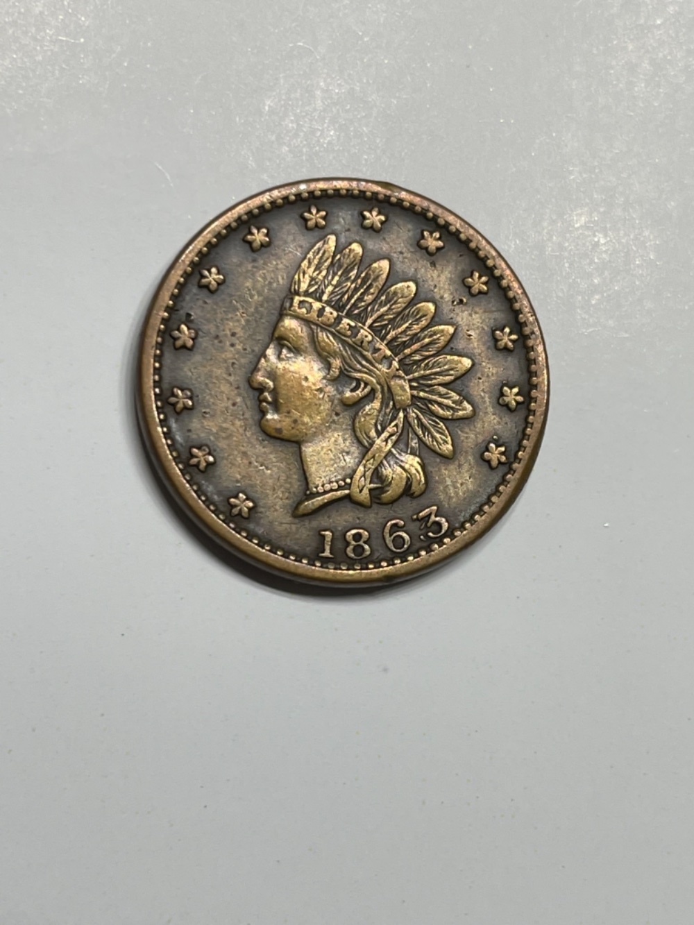 1863/3-Civil-War-Token-80/351A-Indian-Head-Crossed-Cannons-For-Grading