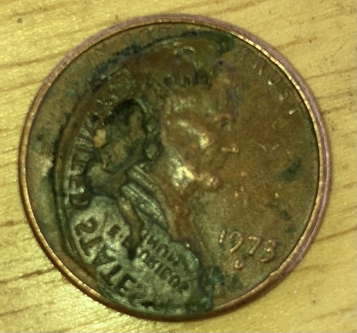 1973-D-Lincoln-One-Cent-Error-Coin-Or-Metal/Grease/Fillers-Stamped-On-Coin?