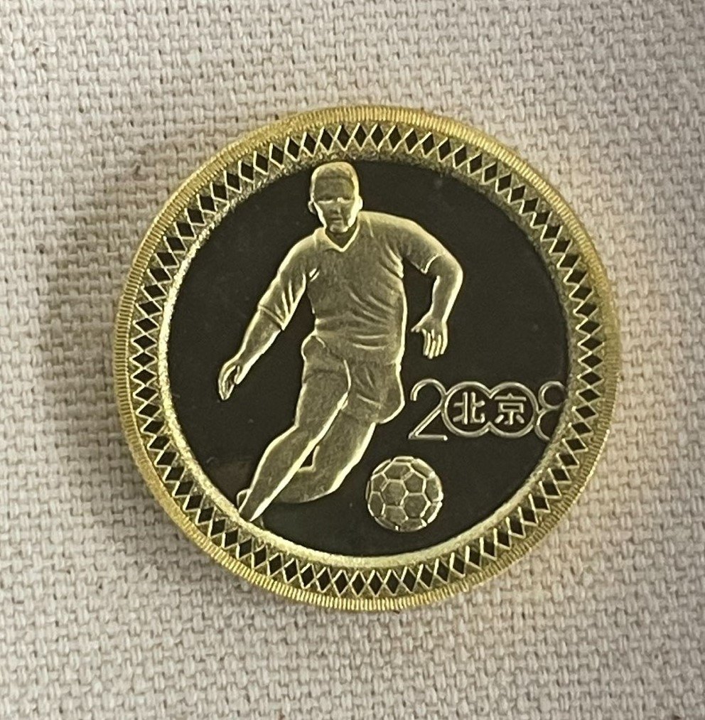 2008-Olympic-Soccer-And-Gymnastics-43-Gram-24k-Plated-Silver-Rounds