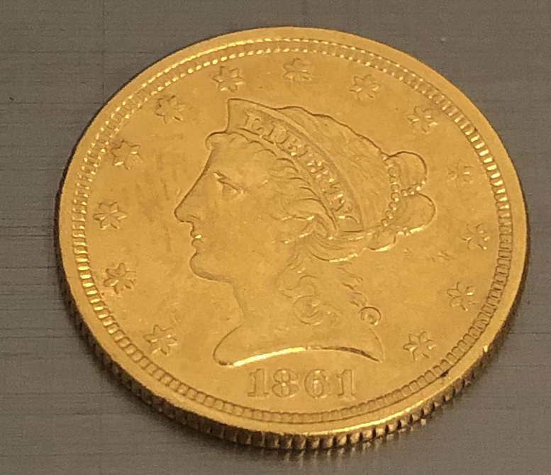 1861-Liberty-Head-$2.5-Coin---Mint-Condition