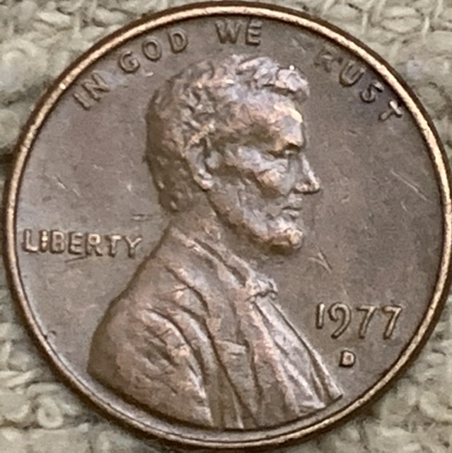 1977-D-Penny-Missing-T-In-Trust