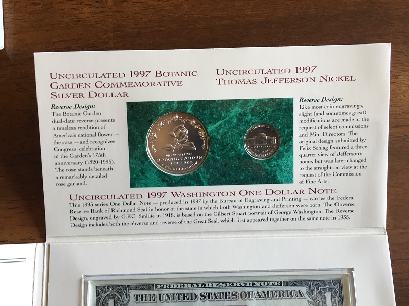 1997-Botanic-Garden-Coinage-And-Currency-Set.......error-On-The-Nickel?