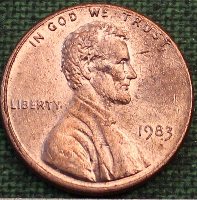 1983-Lincoln-Cent-With-A-Die-Gouge?-And-Scratch?