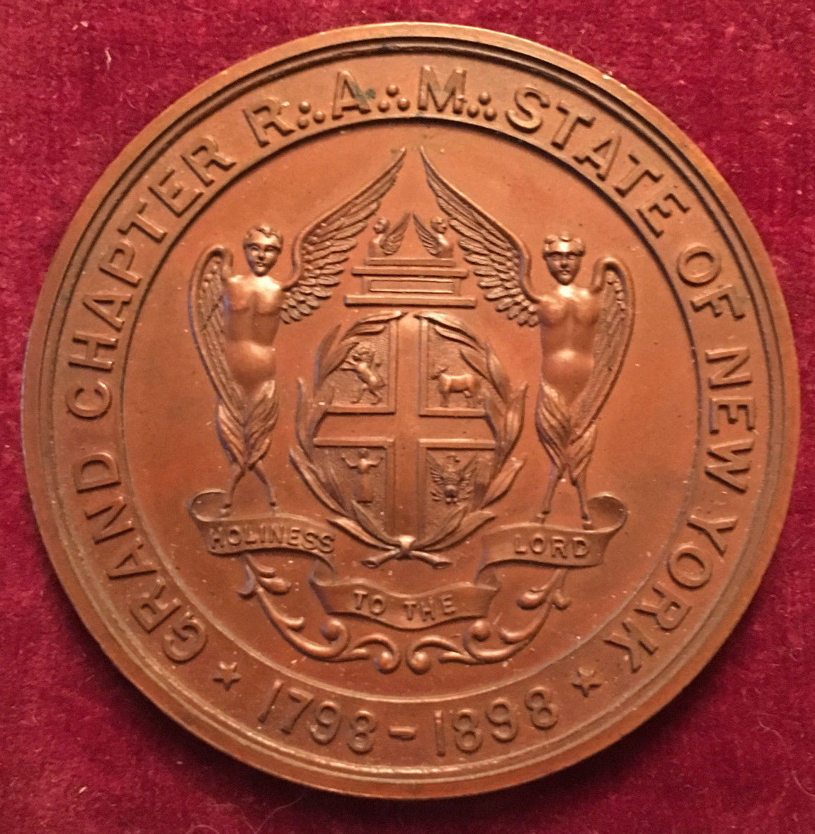 Strange-Masonic-1898-Centennial-Coin,-Grand-Chapter-State-Of-New-York,-Ram