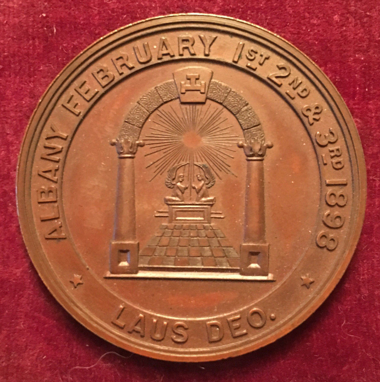 Strange-Masonic-1898-Centennial-Coin,-Grand-Chapter-State-Of-New-York,-Ram