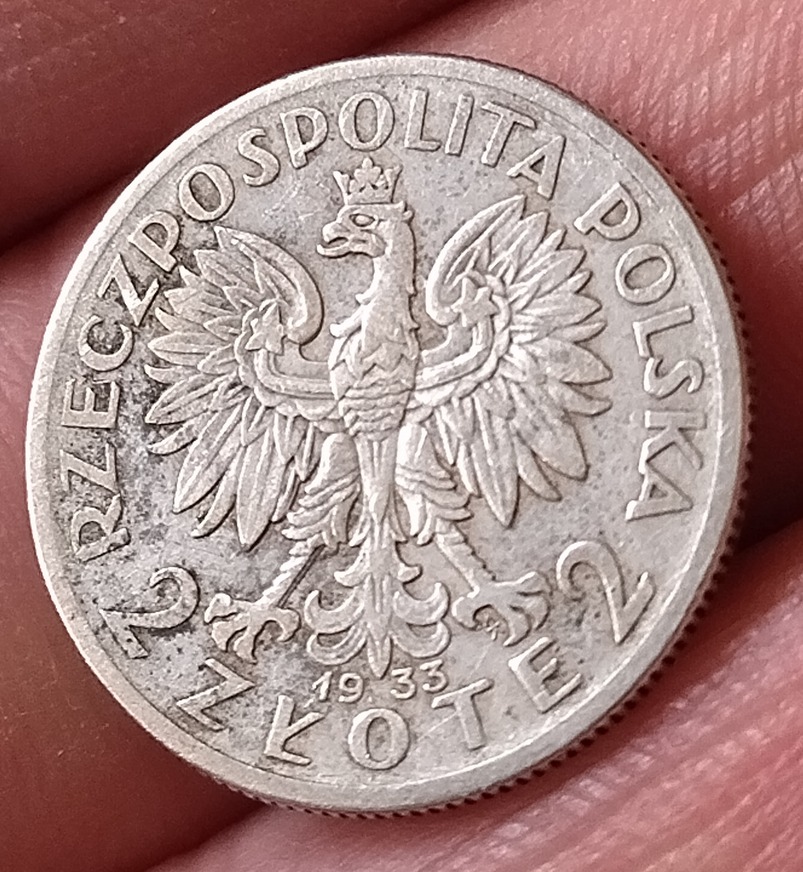 Silver-2-Zloty-1933-Poland---Low-Weight