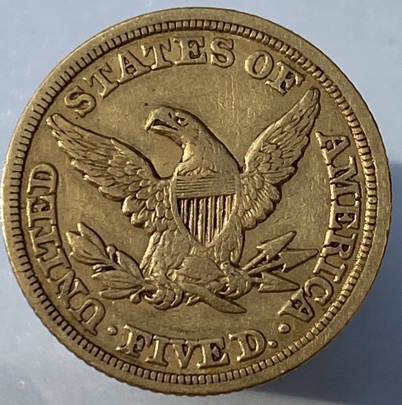 1847-Coronet-Head-$5----Grade?