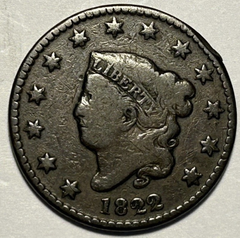 1822-Coronet-1-Cent--N-2?,-R-3