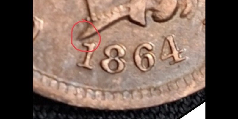 Found-An-1864-Indian-Head-Cent-L-On-The-Ribbon-Cameo-Uncirculated