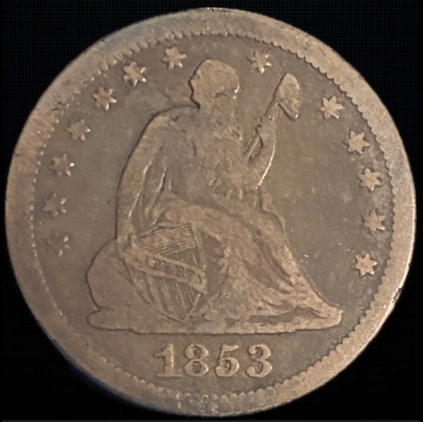 1853-Seated-Liberty-Quarter-No-Arrows-No-Rays-For-Your-Thoughts?