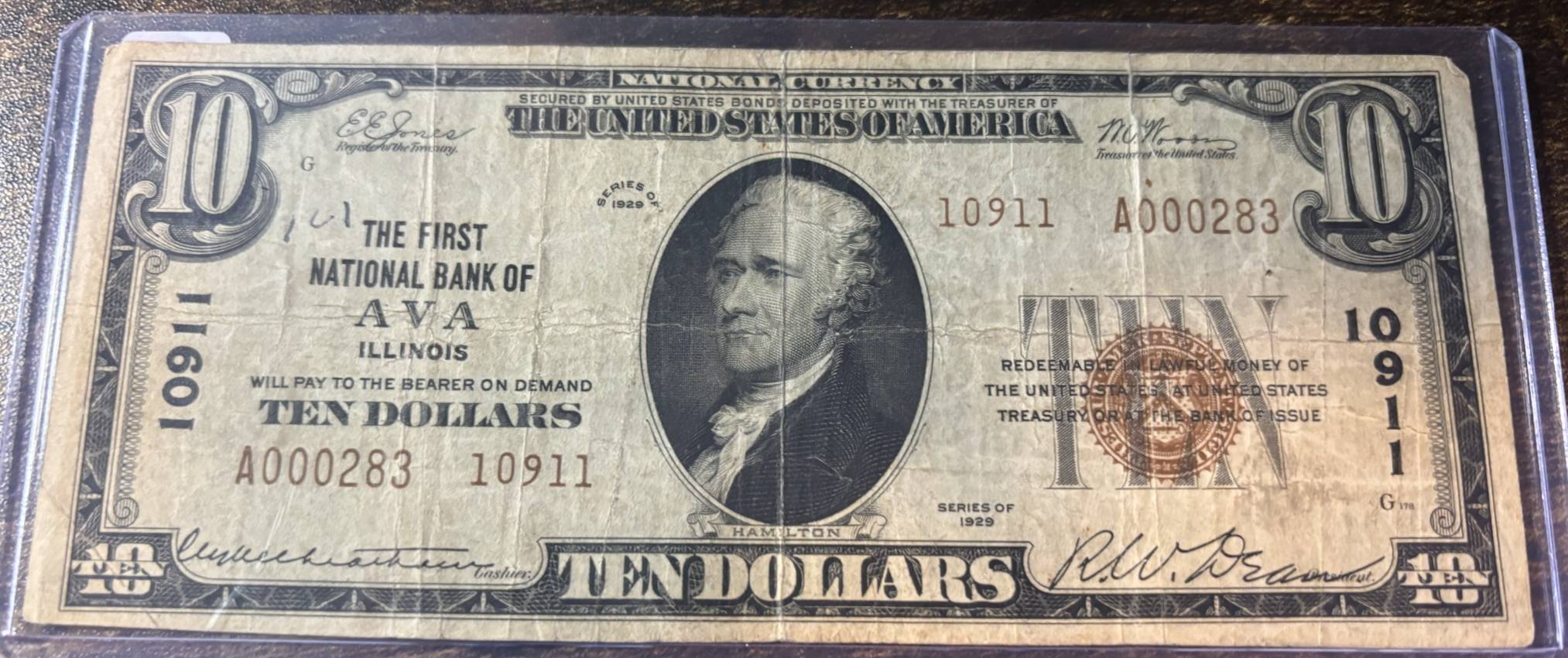 1929-$10-National-Currency,-Bank-Of-Ava,-Il.