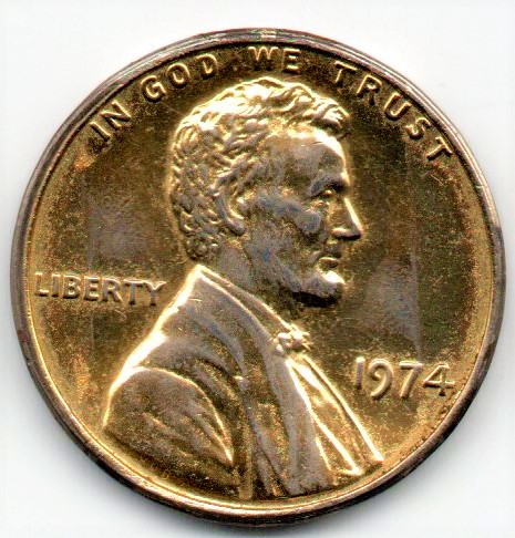 1974-Steel-Penny-W/-Bronze-Plate?