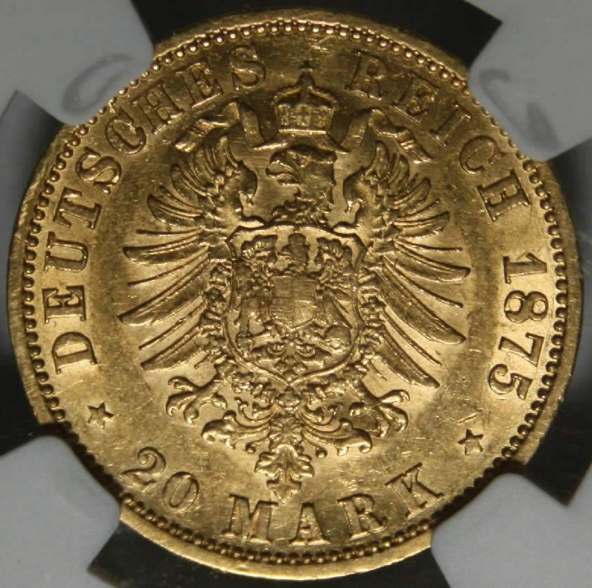 You-Vs.-NGC--20-Mark-1875-Brunswick-Wolfenbuttel-German-States