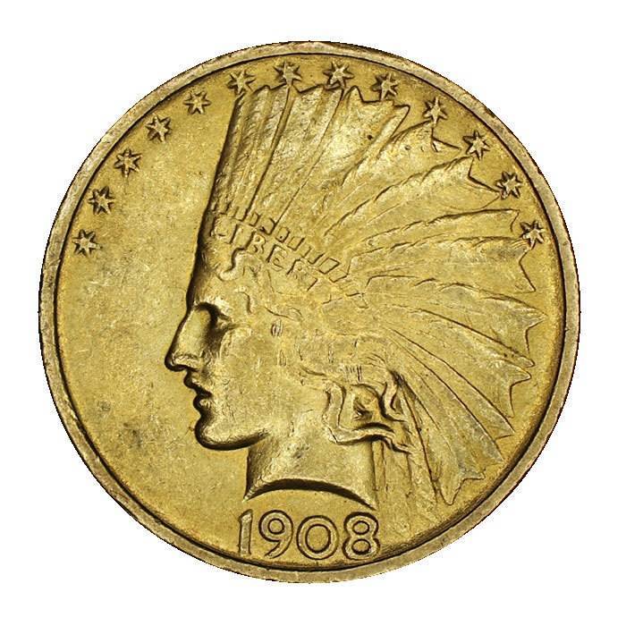 Your-Opinion:-10-Dollar-1908-Indian-Head-No-Motto