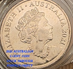 2021-Australian-5-Cent--Struck-Through-By-Foreign-Object