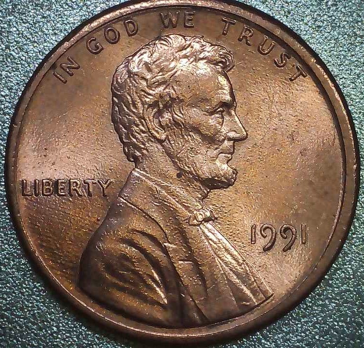 1991-P-Lincoln-Memorial-Cent-W/Four-Die-Cracks