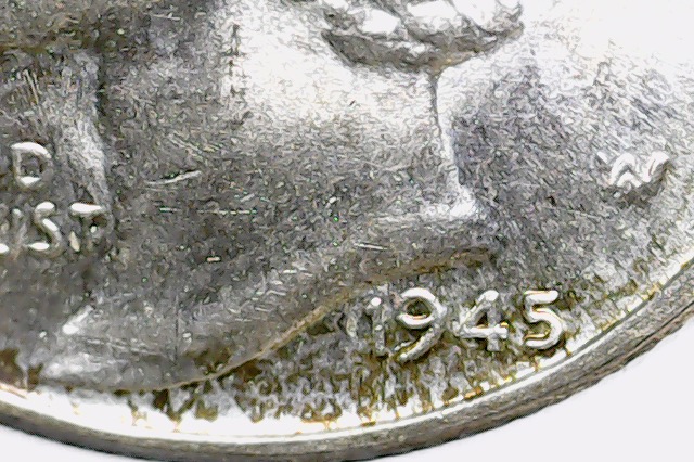 1945-Mercury-Dime.-Extreme-Toning-On-Reverse