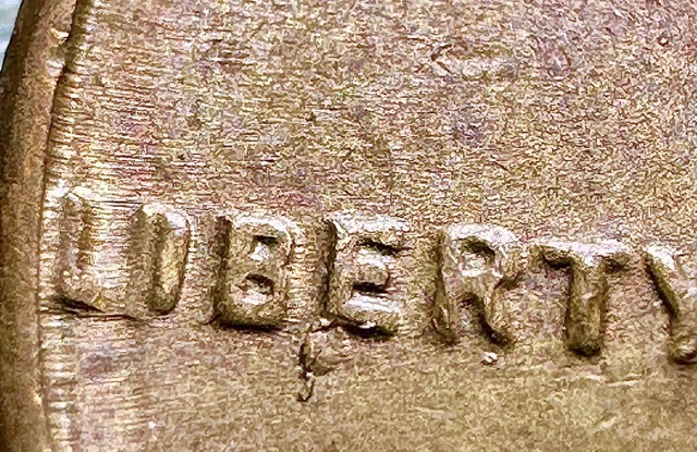 1955-Lincoln-Cent--Cracked-Skull,-Die-Crack-