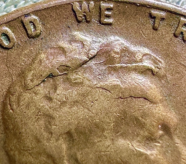 1956-Lincoln-Cent--Cracked-Skull,-Huge-Die-Chip-